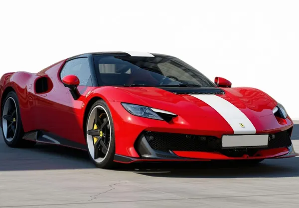 ماکت Ferrari 296 Speciale رنگ Rosso Corsa با نوارهای Bianco Avus (BBRC323B3) BBR