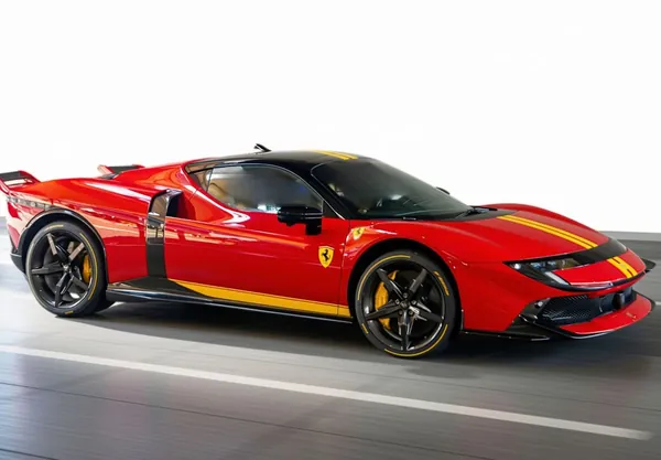 ماکت Ferrari 849 Testarossa Assetto Fiorano رنگ Rosso Corsa با نوارهای Giallo Modena (BBRC329M) BBR