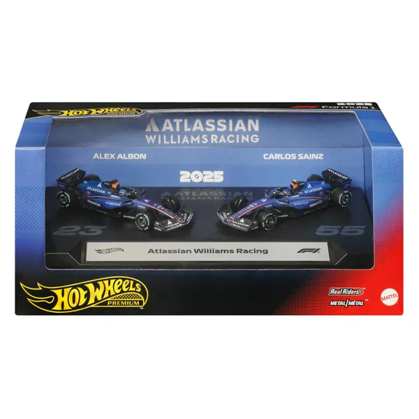 ماکت تیم ویلیامز فرمول یک ۲۰۲۵: الکس آلبون (۲۳) و کارلوس ساینز (۵۵)، سری Premium Hot Wheels
