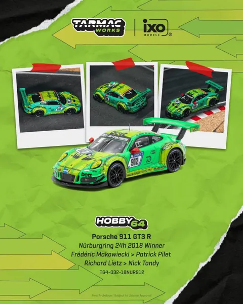 ماکت Porsche 911 GT3 R، قهرمان مسابقه ۲۴ ساعته نوربرگرینگ ۲۰۱۸ Tarmac Works